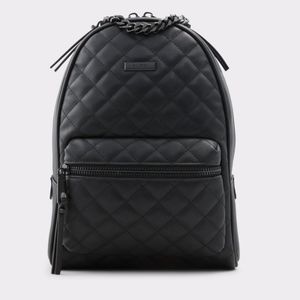 ALDO Quilted Black Backpack Bag with chain details